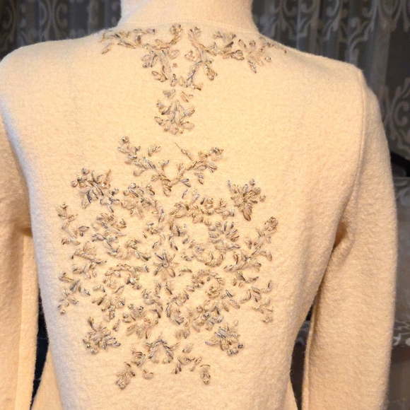 Coldwater Creek Elegant Cream Embroidered Women's Jacket - Picture 5 of 6